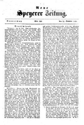 Neue Speyerer Zeitung Donnerstag 31. Oktober 1850