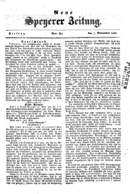 Neue Speyerer Zeitung Freitag 1. November 1850