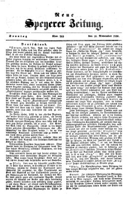 Neue Speyerer Zeitung Sonntag 10. November 1850