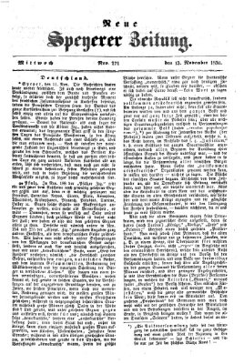 Neue Speyerer Zeitung Mittwoch 13. November 1850