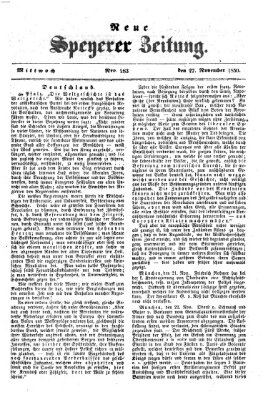 Neue Speyerer Zeitung Mittwoch 27. November 1850