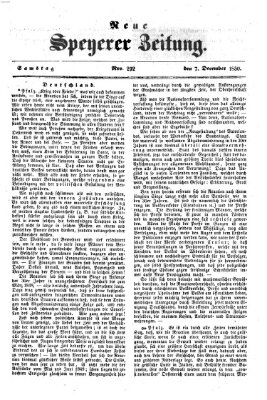 Neue Speyerer Zeitung Samstag 7. Dezember 1850