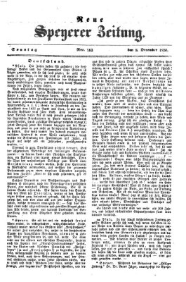 Neue Speyerer Zeitung Sonntag 8. Dezember 1850