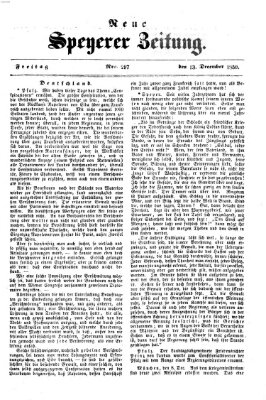 Neue Speyerer Zeitung Freitag 13. Dezember 1850