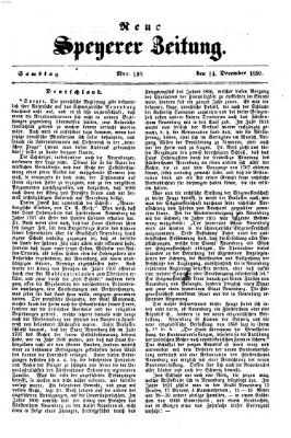 Neue Speyerer Zeitung Samstag 14. Dezember 1850