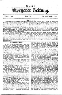 Neue Speyerer Zeitung Sonntag 15. Dezember 1850