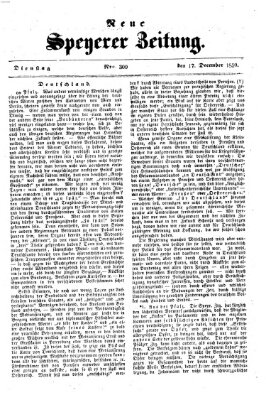 Neue Speyerer Zeitung Dienstag 17. Dezember 1850