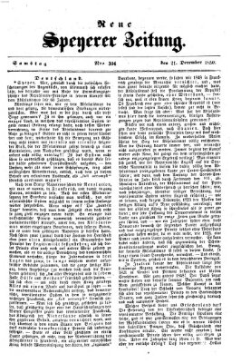 Neue Speyerer Zeitung Samstag 21. Dezember 1850