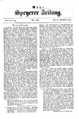 Neue Speyerer Zeitung Sonntag 22. Dezember 1850