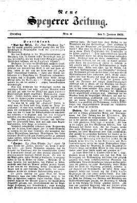 Neue Speyerer Zeitung Dienstag 7. Januar 1851