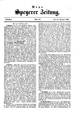 Neue Speyerer Zeitung Dienstag 14. Januar 1851