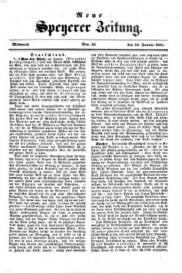 Neue Speyerer Zeitung Mittwoch 15. Januar 1851