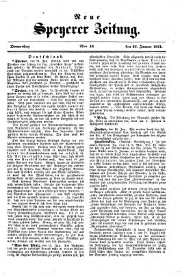 Neue Speyerer Zeitung Donnerstag 16. Januar 1851