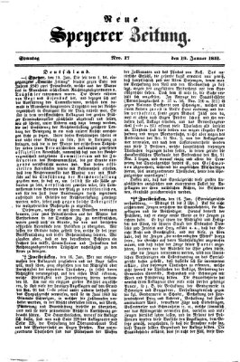 Neue Speyerer Zeitung Sonntag 19. Januar 1851