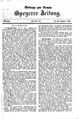 Neue Speyerer Zeitung Montag 20. Januar 1851