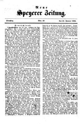 Neue Speyerer Zeitung Dienstag 21. Januar 1851