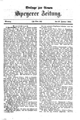 Neue Speyerer Zeitung Montag 27. Januar 1851