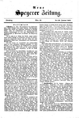 Neue Speyerer Zeitung Dienstag 28. Januar 1851