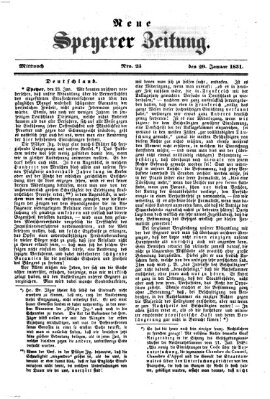 Neue Speyerer Zeitung Mittwoch 29. Januar 1851