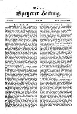 Neue Speyerer Zeitung Samstag 1. Februar 1851