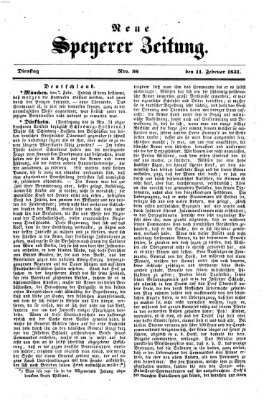 Neue Speyerer Zeitung Dienstag 11. Februar 1851