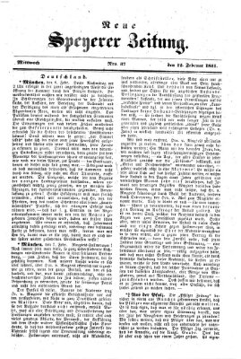 Neue Speyerer Zeitung Mittwoch 12. Februar 1851