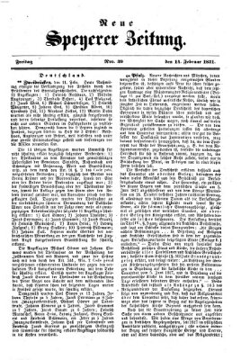 Neue Speyerer Zeitung Freitag 14. Februar 1851