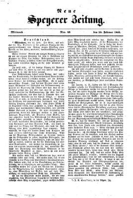 Neue Speyerer Zeitung Mittwoch 19. Februar 1851