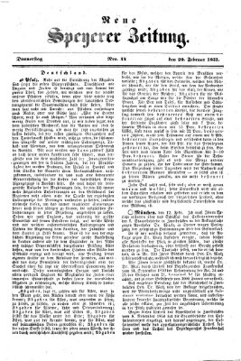 Neue Speyerer Zeitung Donnerstag 20. Februar 1851