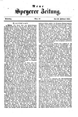 Neue Speyerer Zeitung Sonntag 23. Februar 1851