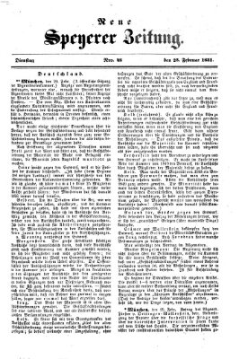 Neue Speyerer Zeitung Dienstag 25. Februar 1851