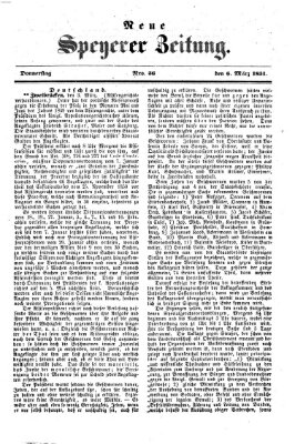 Neue Speyerer Zeitung Donnerstag 6. März 1851