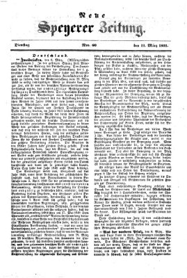 Neue Speyerer Zeitung Dienstag 11. März 1851