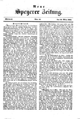 Neue Speyerer Zeitung Mittwoch 12. März 1851