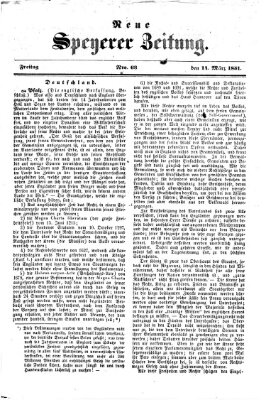 Neue Speyerer Zeitung Freitag 14. März 1851