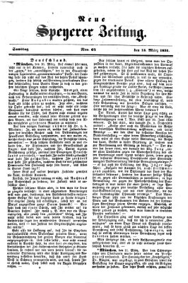 Neue Speyerer Zeitung Samstag 15. März 1851