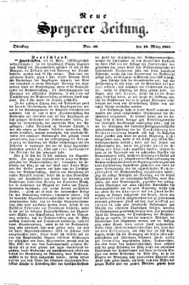 Neue Speyerer Zeitung Dienstag 18. März 1851