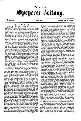 Neue Speyerer Zeitung Mittwoch 19. März 1851