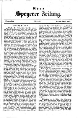 Neue Speyerer Zeitung Donnerstag 20. März 1851