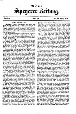 Neue Speyerer Zeitung Freitag 21. März 1851