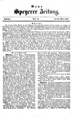 Neue Speyerer Zeitung Samstag 22. März 1851