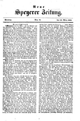 Neue Speyerer Zeitung Sonntag 23. März 1851