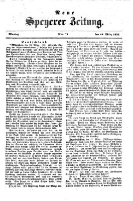 Neue Speyerer Zeitung Montag 24. März 1851