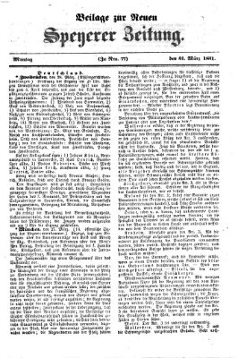 Neue Speyerer Zeitung Montag 31. März 1851