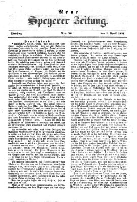 Neue Speyerer Zeitung Dienstag 1. April 1851