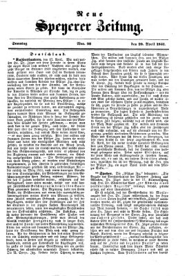 Neue Speyerer Zeitung Sonntag 20. April 1851