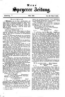 Neue Speyerer Zeitung Samstag 26. April 1851