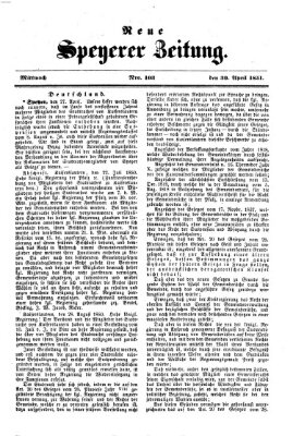 Neue Speyerer Zeitung Mittwoch 30. April 1851