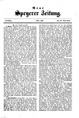 Neue Speyerer Zeitung Dienstag 27. Mai 1851