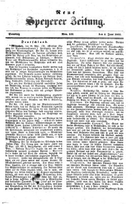 Neue Speyerer Zeitung Sonntag 1. Juni 1851